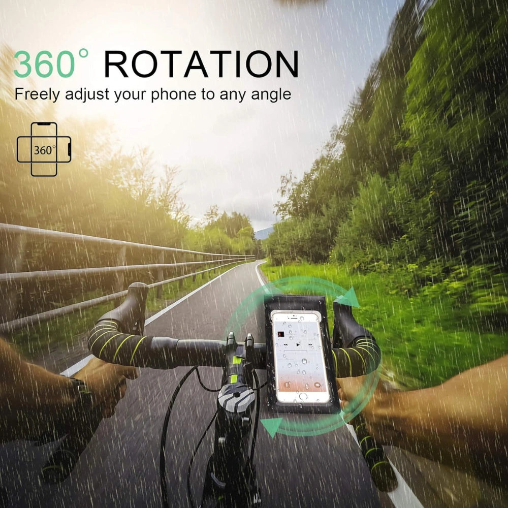 Waterproof Bike Phone Holder Bag with 360° Rotation
